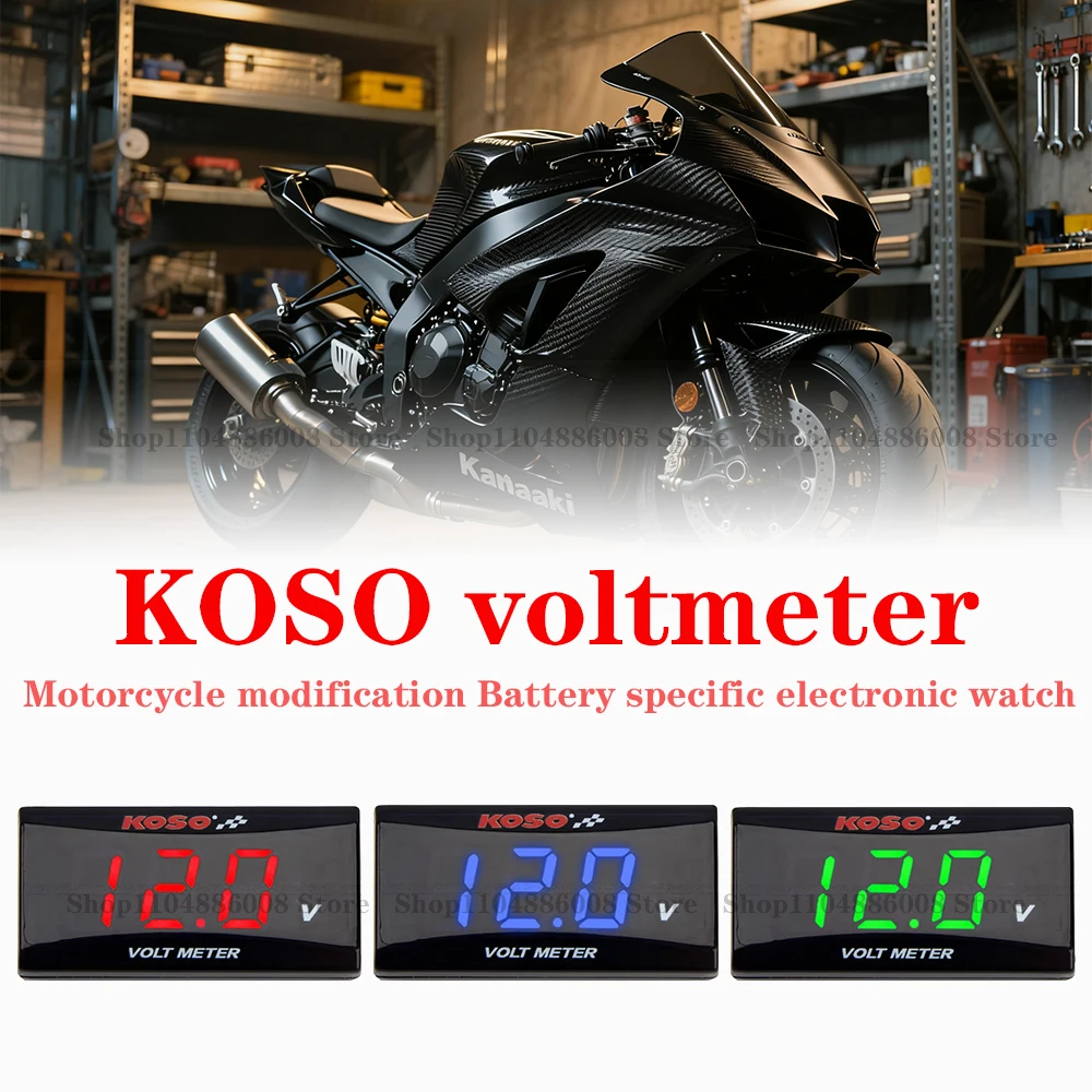 

KOSO Voltmeter Motorcycle Mini Voltage Tester 0-20V LED digital display screen waterproof instrument modification accessories