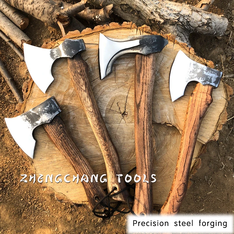 Outdoor chopping and chopping wooden artifact camping Qinggang wood stainless steel forging tactical axe multifunctional