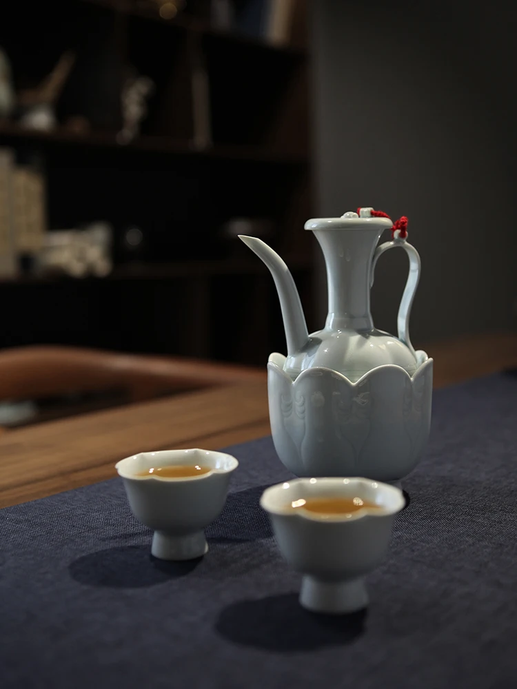 Yingqing holding pot, imitation Song wine warmer, Jingdezhen handmade ceramic rice wine ironing pot set