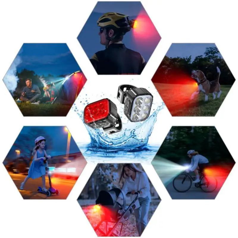 Q6 LED Bicycle Lamp Bicycle Light Front Rear Rechargeable Flash Luz Delantera Bicicleta MTB Bike Headlight Taillight Cycling LED