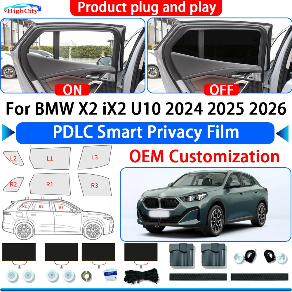 For BMW X2 iX2 U10 2024 2025 2026 Switchable Electric Smart Privacy Film Polymer Dispersed Liquid Crystal Film Glass Window Tint