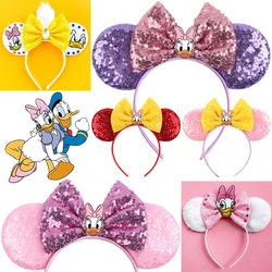 Disney Mickey Mouse Ears Headbands for Baby Girls Daisy Duck Hairbands Donald Duck Headwear Adults Women Bows Hair Accessories