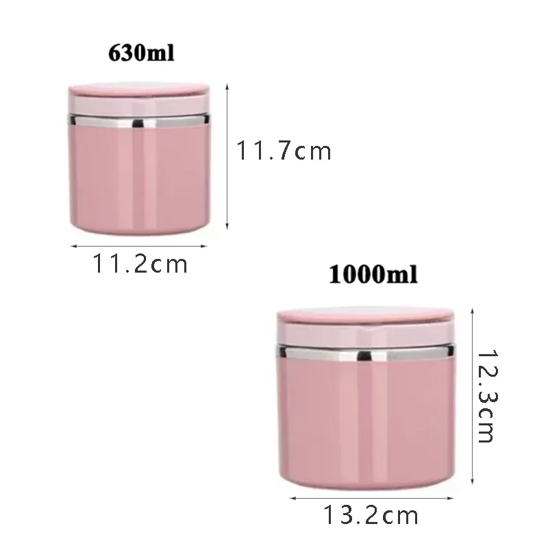 630/1000ml Thermal Soup Cup Insulated Food Jar Stainless Steel Bento Box Microwavable Lunch Containers for School Children