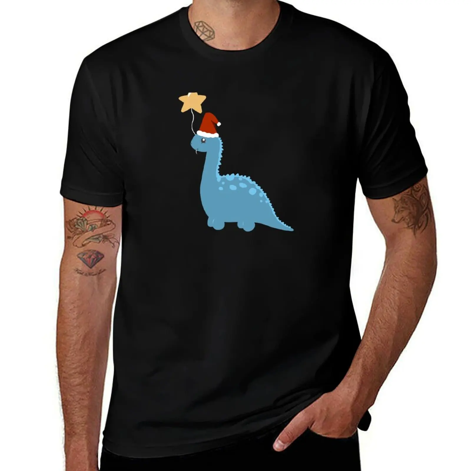 

Christmas Dino T-Shirt Worker Basic Short Sleeve Tee