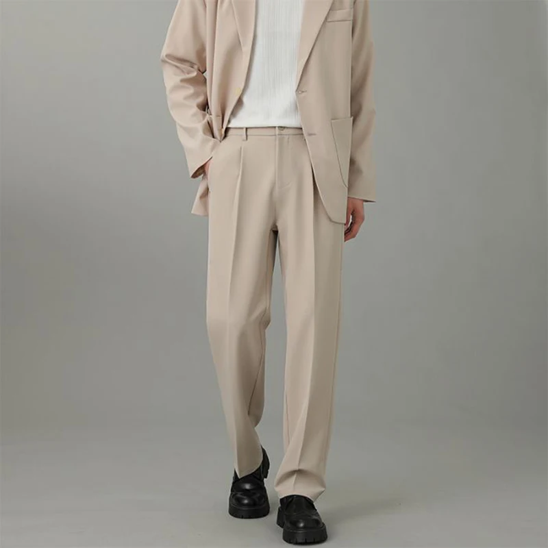 Fashion Black Gray Casual Suit Pants Men Korean Trend Versatile Trousers Male High Quality Loose Straight Leg Trousers