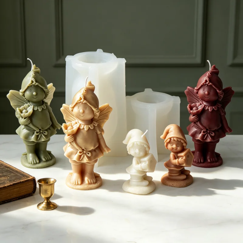 Lily Flower Angel Silicone Candle Molds Home Guardian Elf Mold Praying Angel Candle Mould DIY Handmade Scented Candle Gypsum Dec