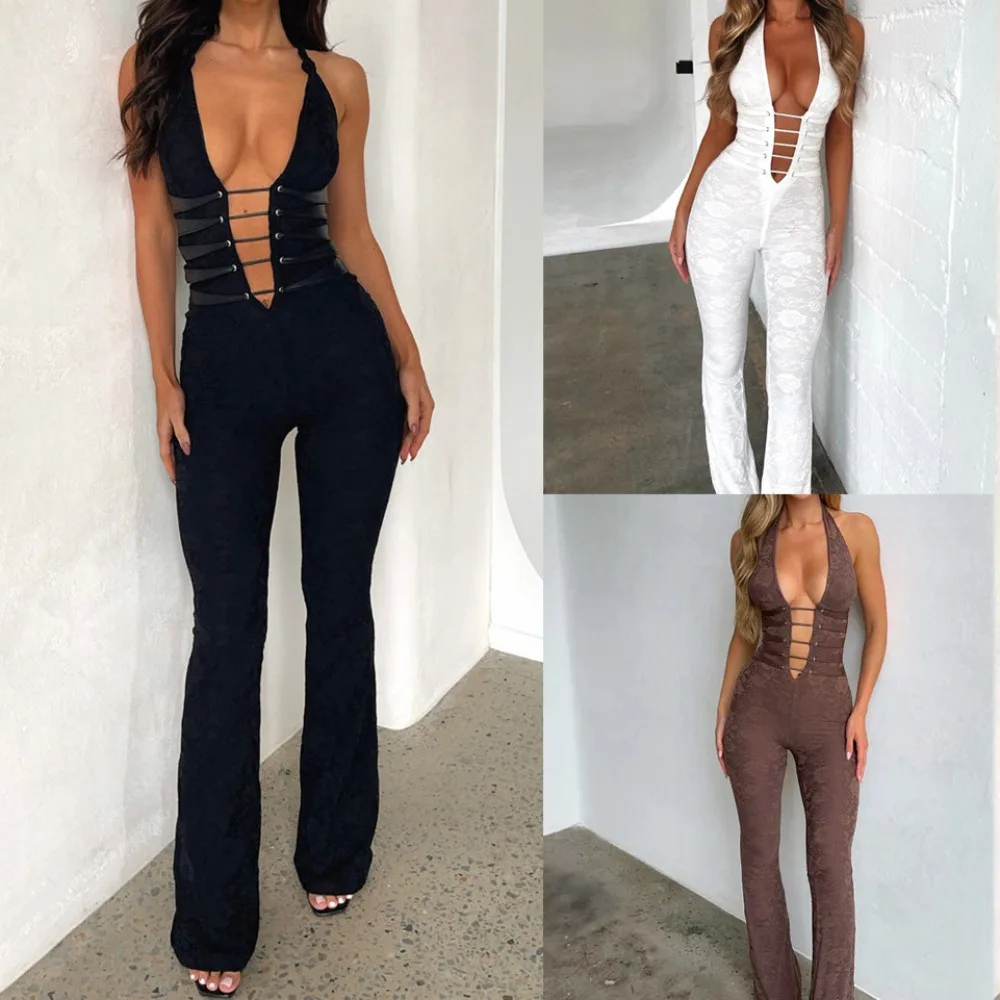 

New European and American Hot Girls Tied Rope Lace Leash Leash Leash Leash Trousers Perspective Lace Trousers