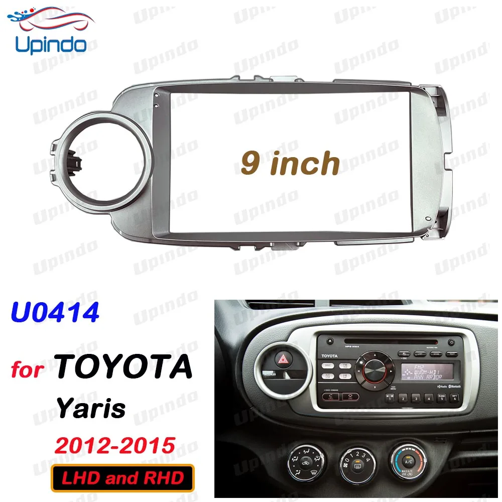 

Car Accessories 2 Din 9 Inch Fascia Panel Frame for Toyota Yaris 2012-2015 | Dashboard Mount Kit with Radio DVD GPS MP5