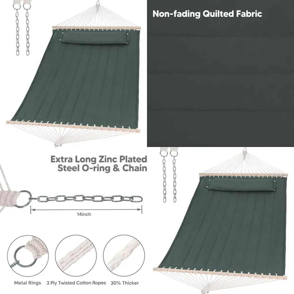 

Two-Person Outdoor Hammock with 475 lbs Capacity, Green and Gray for Backyard Relaxation