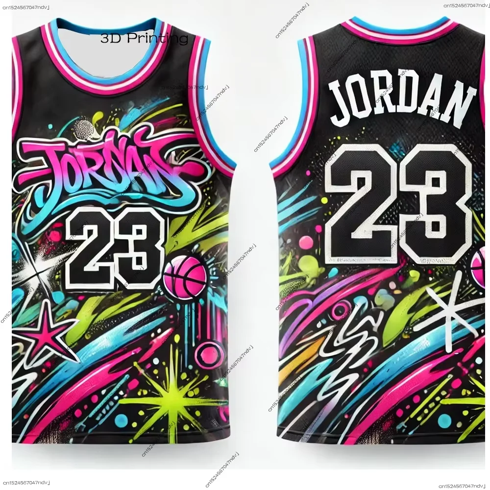 2025 New Arrivals Jordan No. 23 Street Graffiti Hip-Hop Style Basketball Jersey Man Basketball Vest Fan Special Jersey Kit image 2