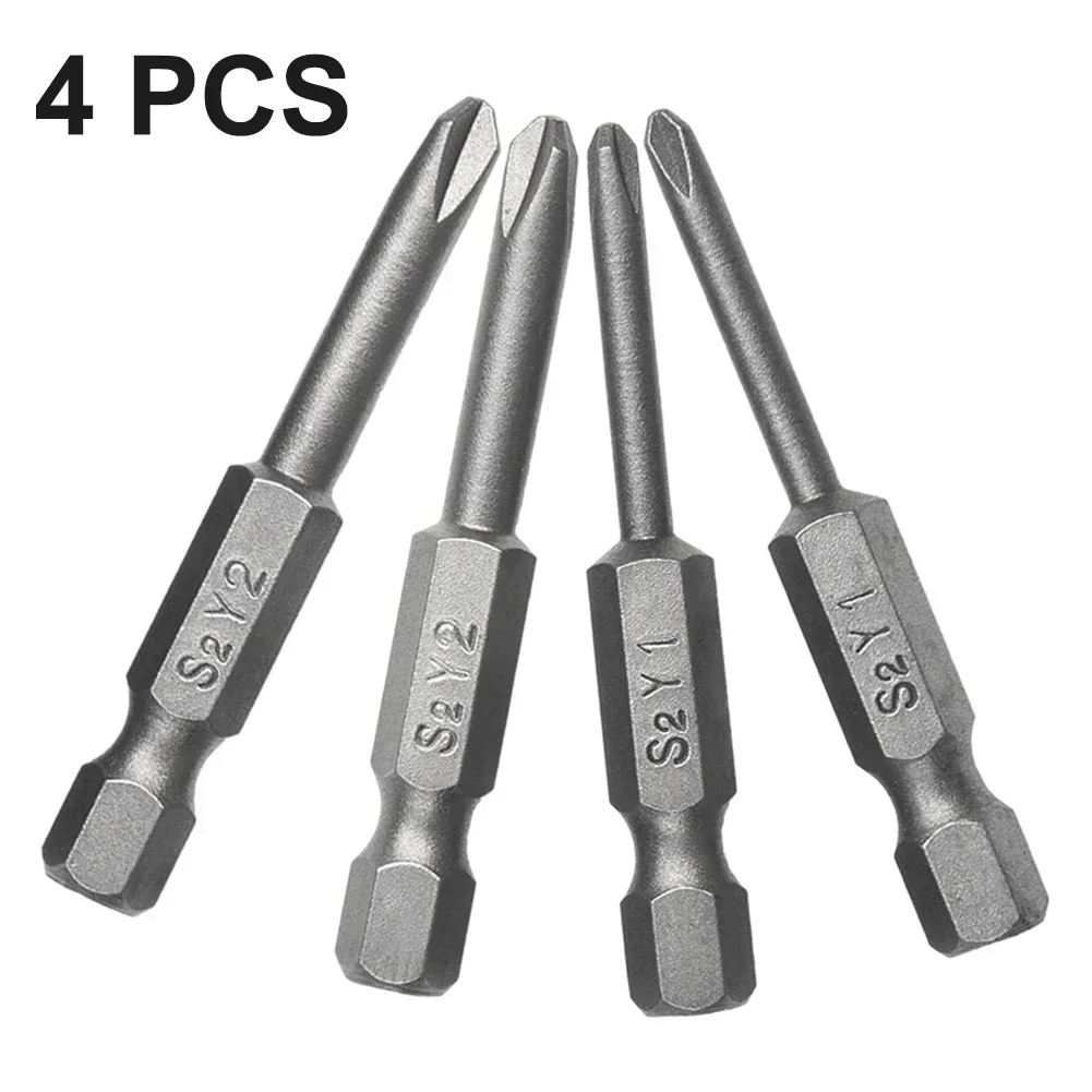 4pcs Y1 Y2 Y Tip Magnetic Tri-wing 50mm Head Screwdriver Bits Set Hex Shank  For Manual Electric Screwdrivers Drill Air Tools