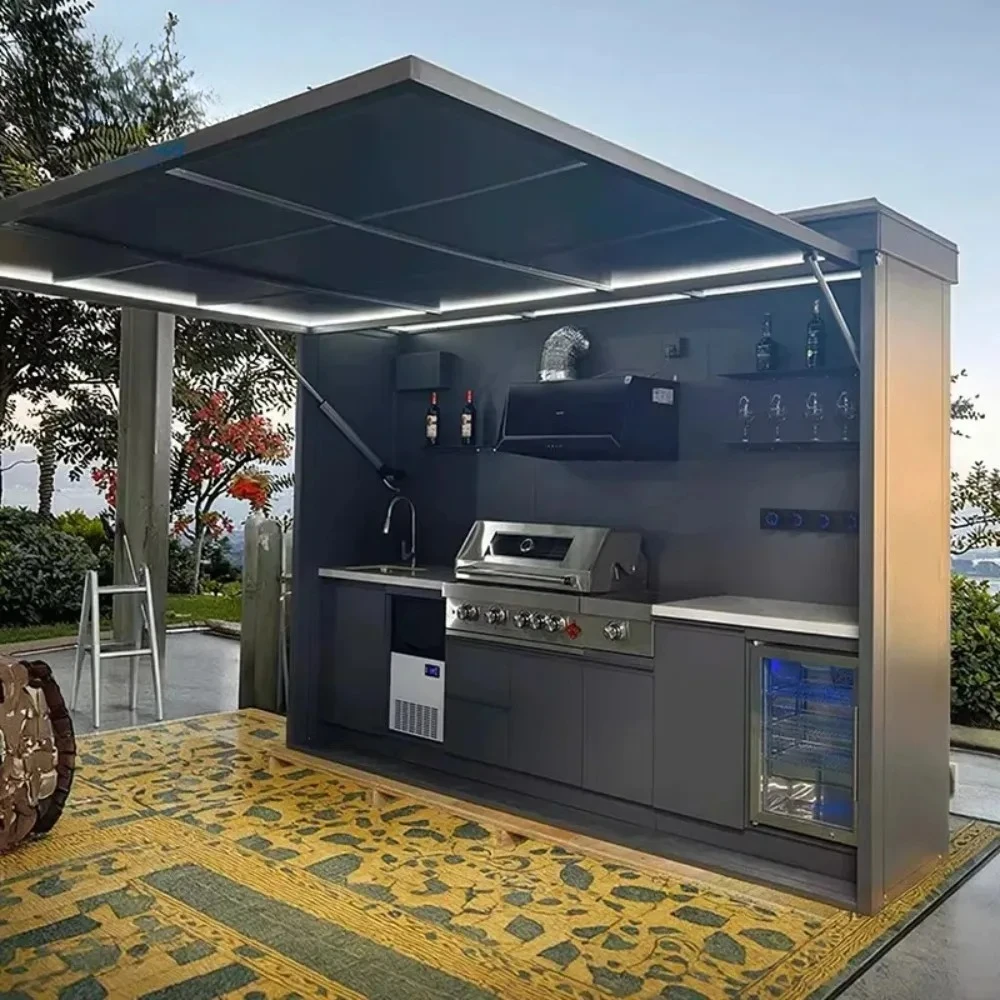 Factory Direct 2026 Customized Modular Outdoor Kitchen Island Premium Modular 304 Stainless Steel Outdoor Kitchen Cabinets
