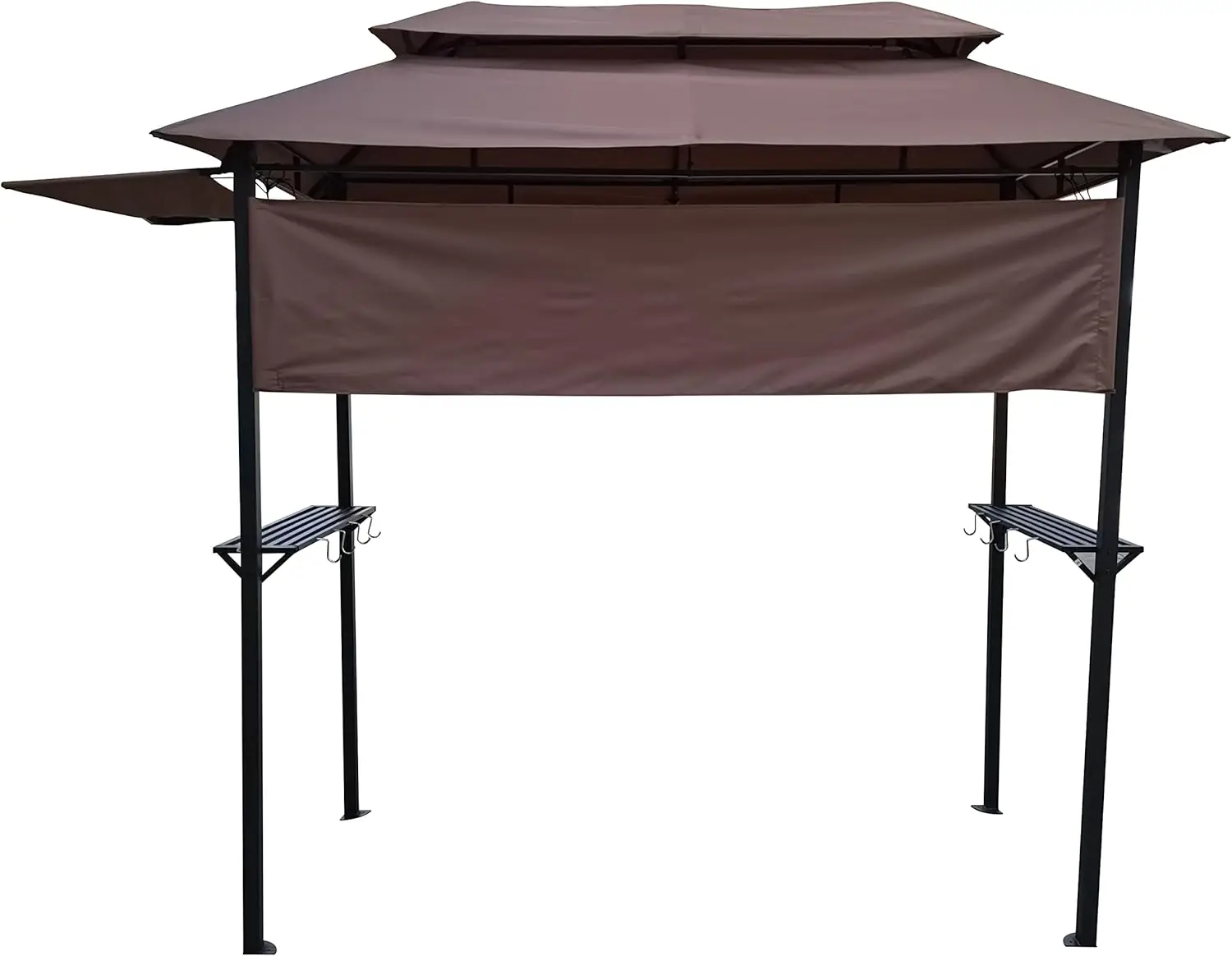 8'X4' Grill Gazebo Canopy, Grill Tent For Outdoor Grill, Double Tiered Bbq Gazebo With Two Extra Shadow, Two Shelves, Eight