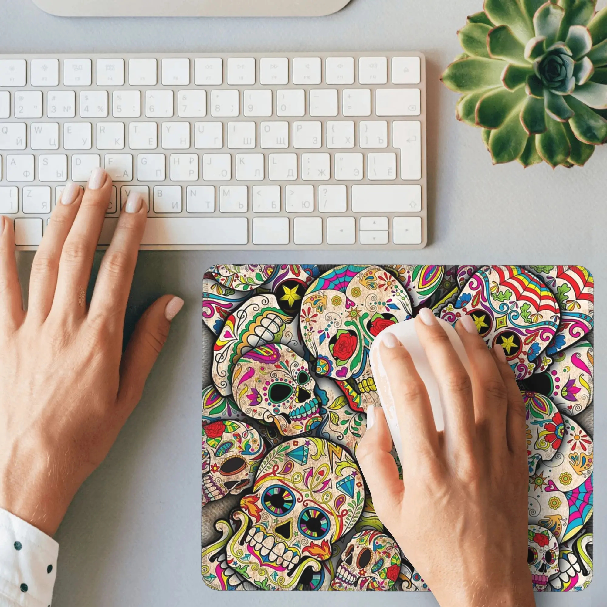 

Коврик для мыши с сахарным черепом и коллажем, компьютерная клавиатура, коврик для мыши, геймерский коврик для ноутбука, коврик для офисного стола