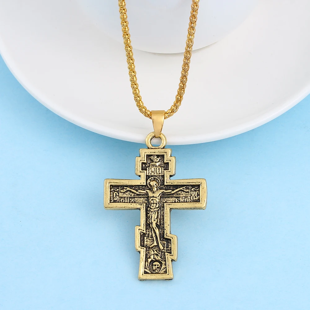 Jesus Cross Men Necklaces Pendant Chain Amulet Vintage New In For Women Fashion Jewelry Gifts Wholesale