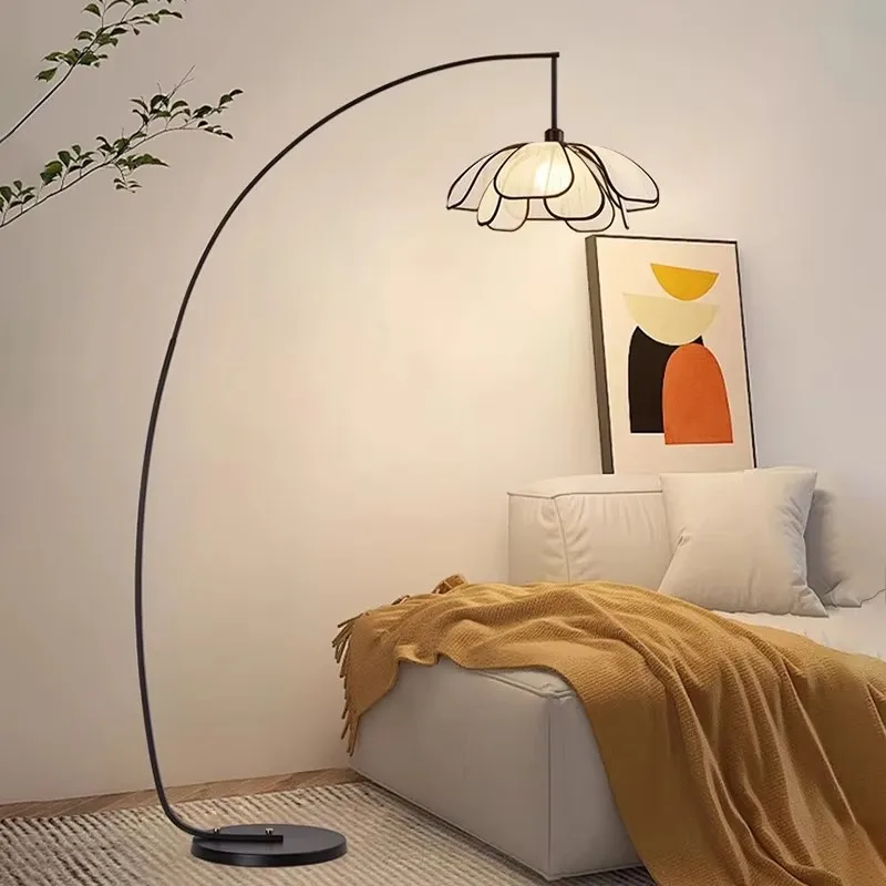 

Japanese Wabi Sabi Style Flower Floor Lamp Living Room Sofa Side Ambient Light Master Bedroom Retro Designer Fishing Lamp