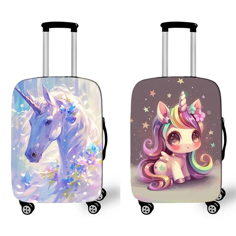 Fundas de equipaje de unicornio de colores para viaje, cubierta protectora elástica de unicornio de dibujos animados, antipolvo para maleta de carro