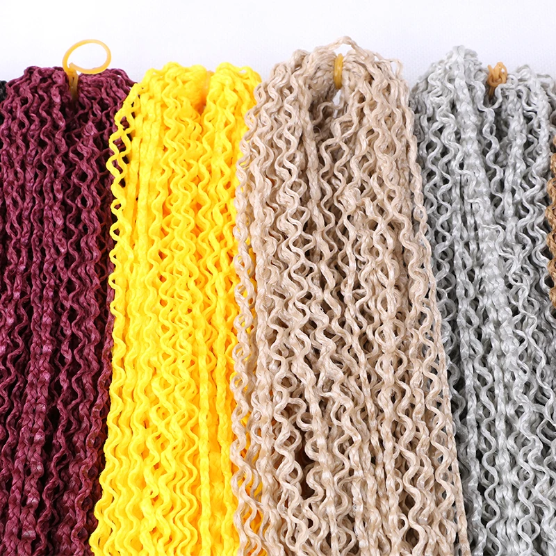 Full Star 28 inch Long Curly Box Braids Zizi Crochet Hair Bundles Synthetic Fiber Hair Extensions Braiding Hair Blonde Pink