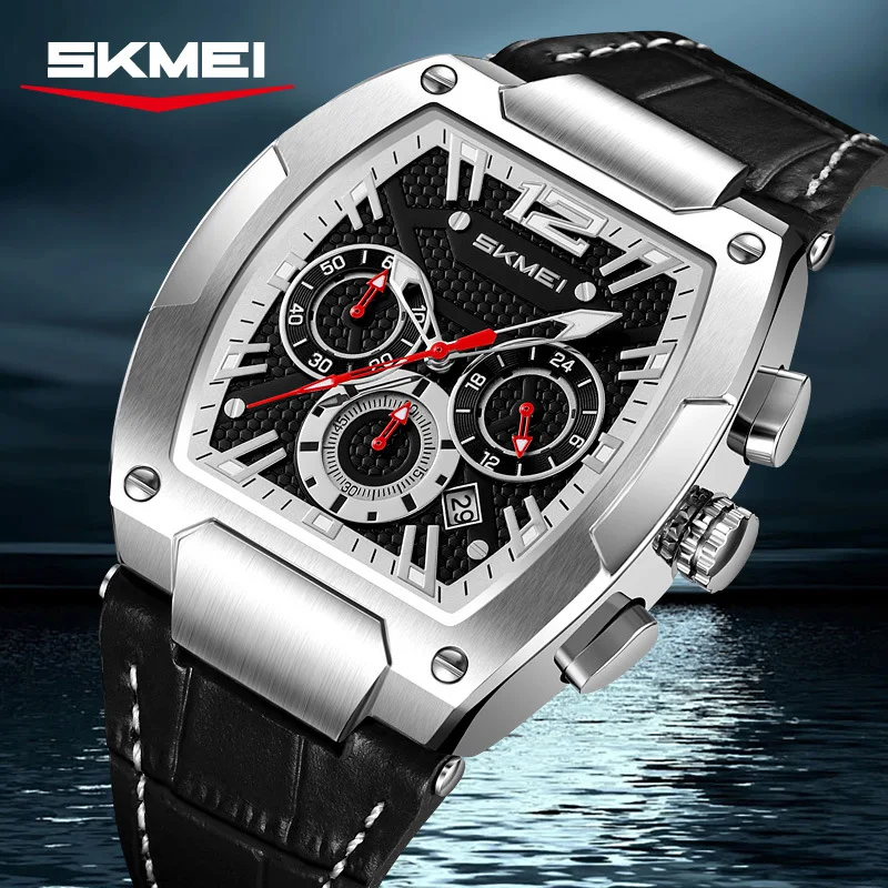 SKMEI Men's Multifunctional Three-Eye Six-Hand Watch, Waterproof Luminous Sports Quartz Business Watch