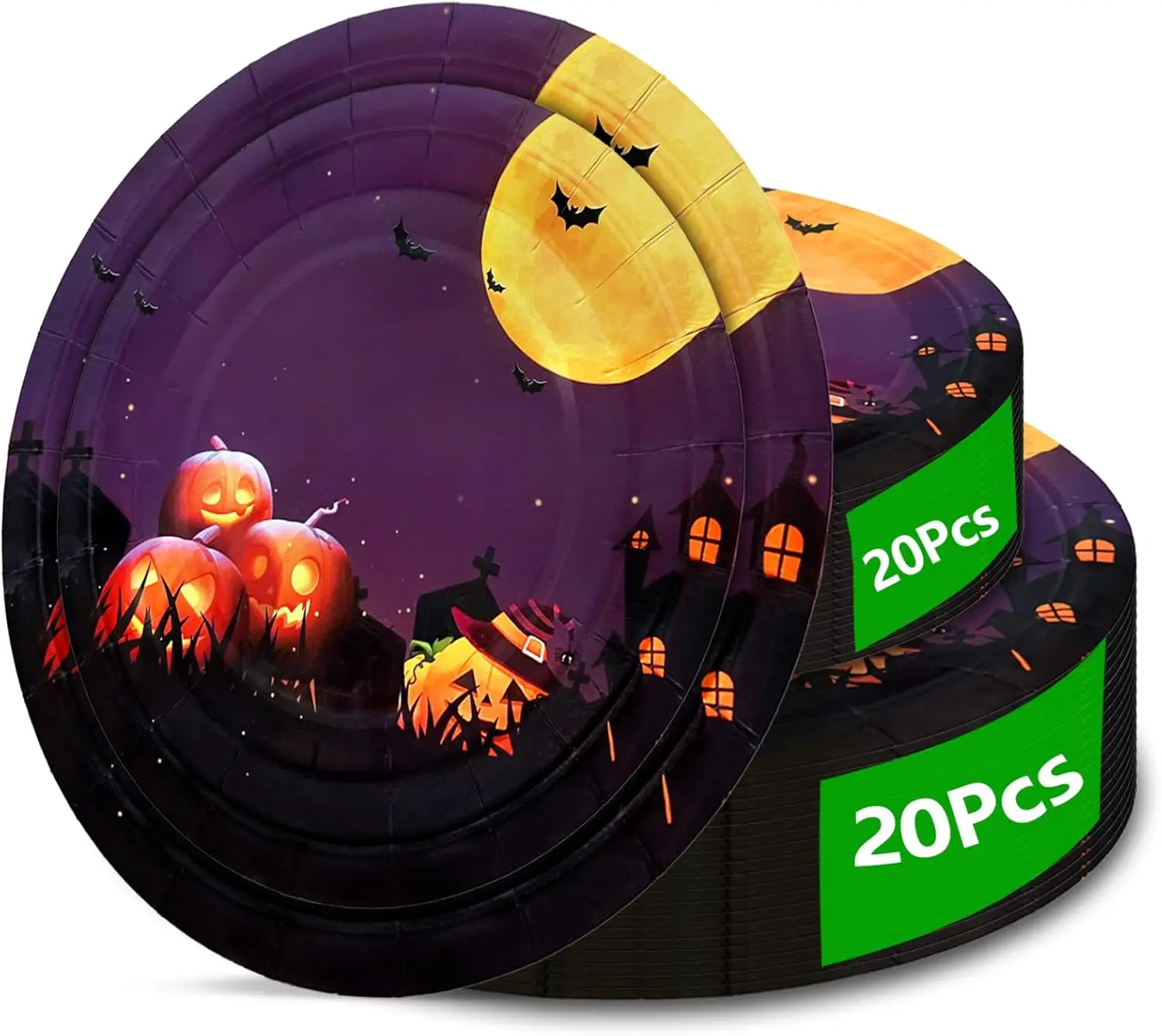

Halloween Paper Plates, 40pcs Party Paper Plates Set Disposable Halloween Party Food Dinner Dessert Plates Tableware