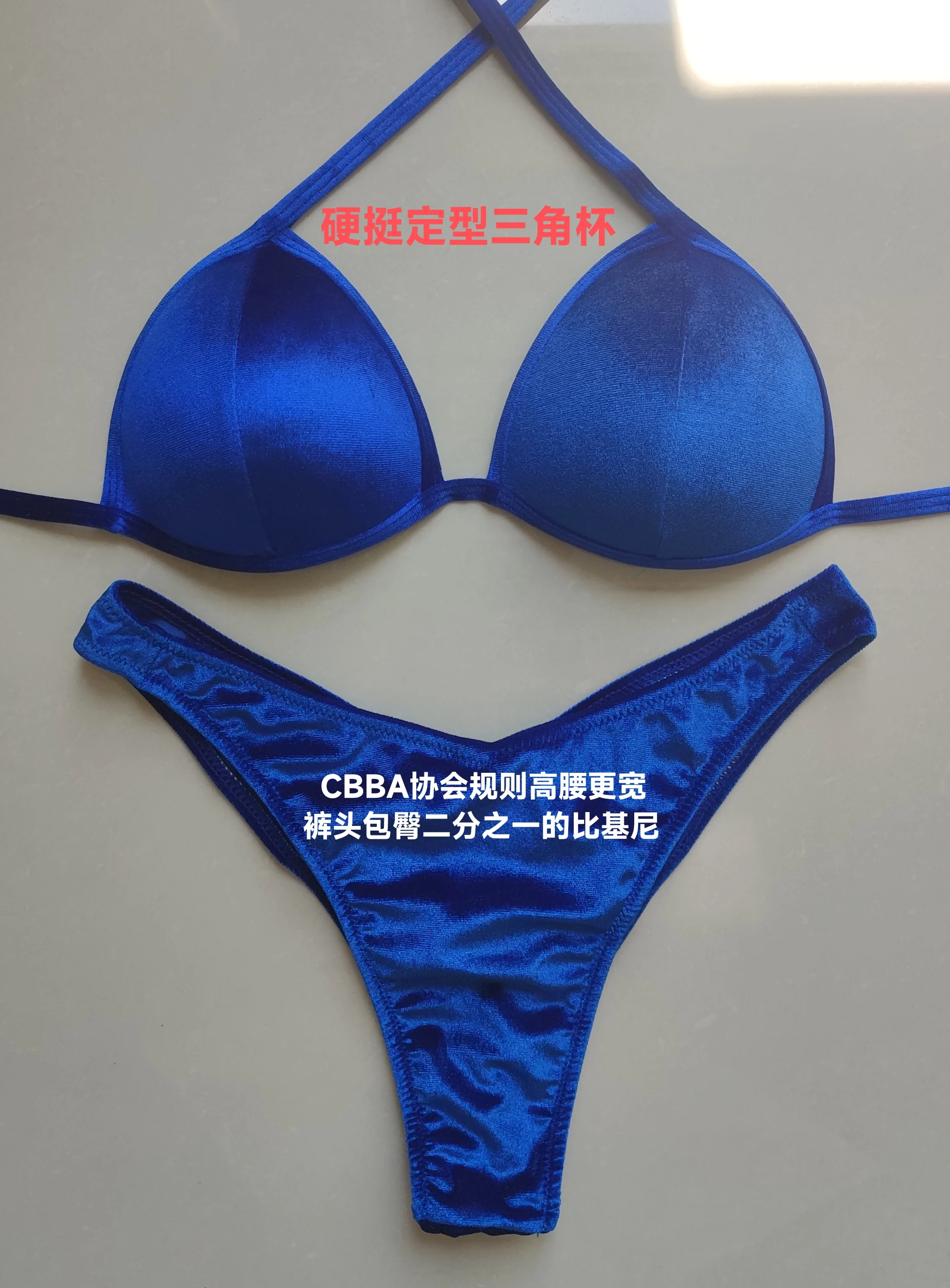 

NPC IFBB Бикини для соревнований Корейский бархатный брюки с высокой талией и широкой талией Чехол на одну половину женского тела