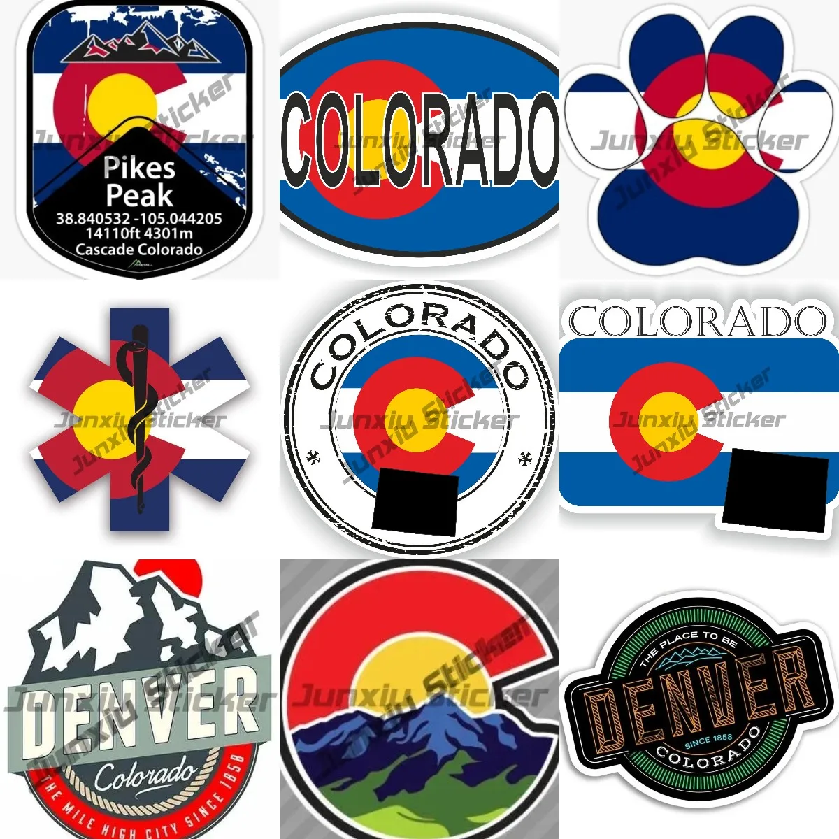 

Colorado Star of Life Flag Sticker Colorado Seal Round Flag Paw Dog and Cat Decal UV Protected Ems Emt Cover Scratches Exterior