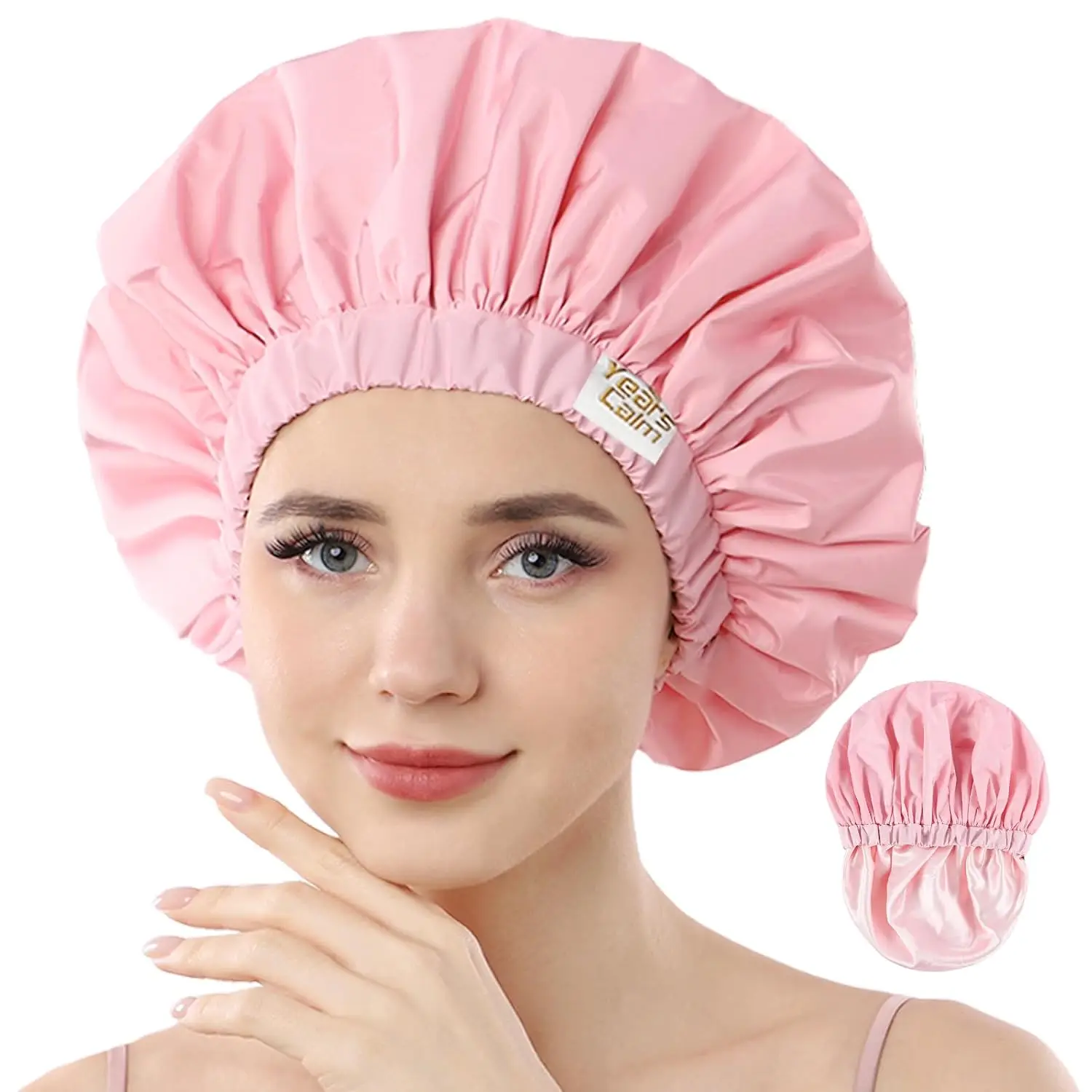 

Reusable Waterproof Shower Caps for Women, Hair Caps for Showers, Double-Layer Elastic Design, for All Hairstyles, Tr