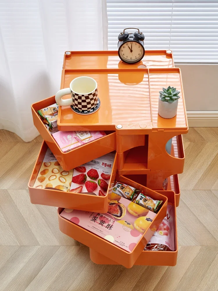 Minimalist Trolley Storage Rack Bedside Cosmetics Storage Cabinet Large Capacity Removable Rotating Multi-Function Storage Rack