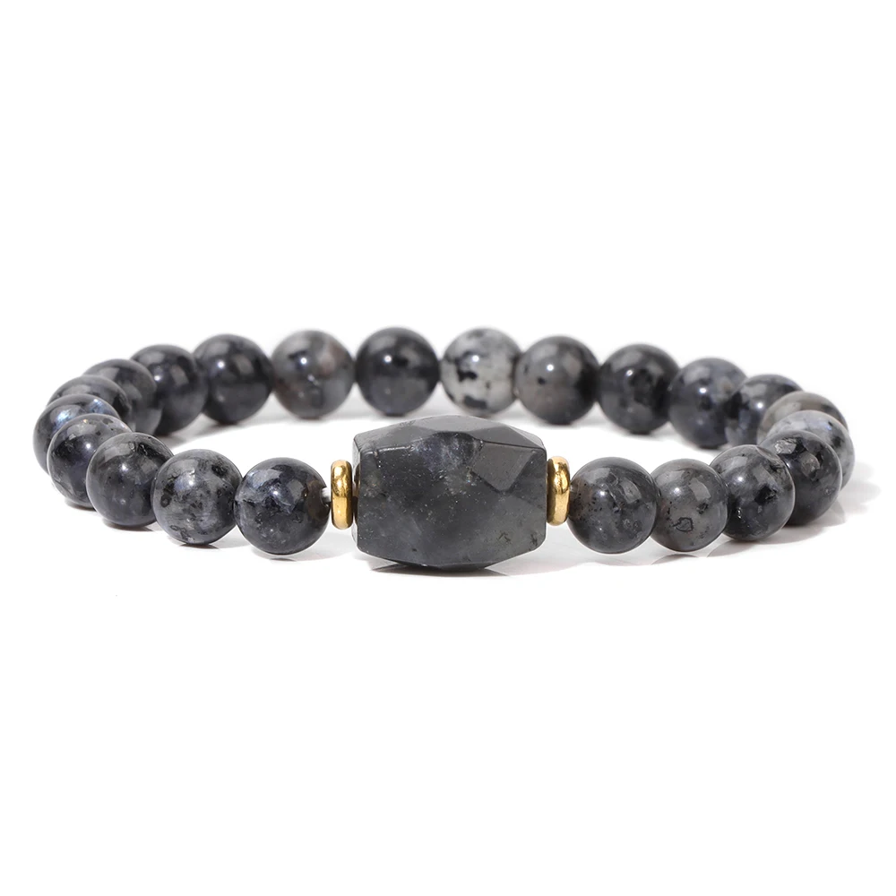 Handmade Natural Stone Labradorite Bracelet Square Shape Quartz Crystal Beads Charm Energy Bracelets Women Men Fashion Jewelry