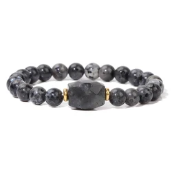 Handmade Natural Stone Labradorite Bracelet Square Shape Quartz Crystal Beads Charm Energy Bracelets Women Men Fashion Jewelry