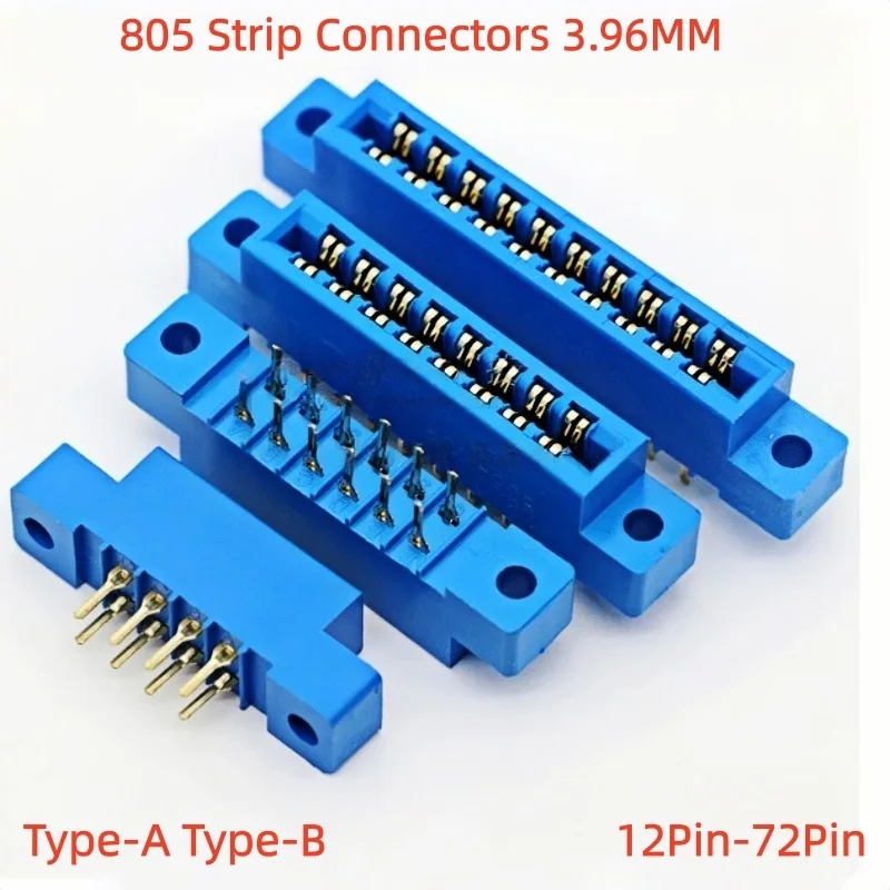 2PCS 805 Strip Connectors PCB Mount Card Edge Connector Socket 3.96mm Pitch 12-72 Pin Options 16P 20P 30P 36P 44P 56P
