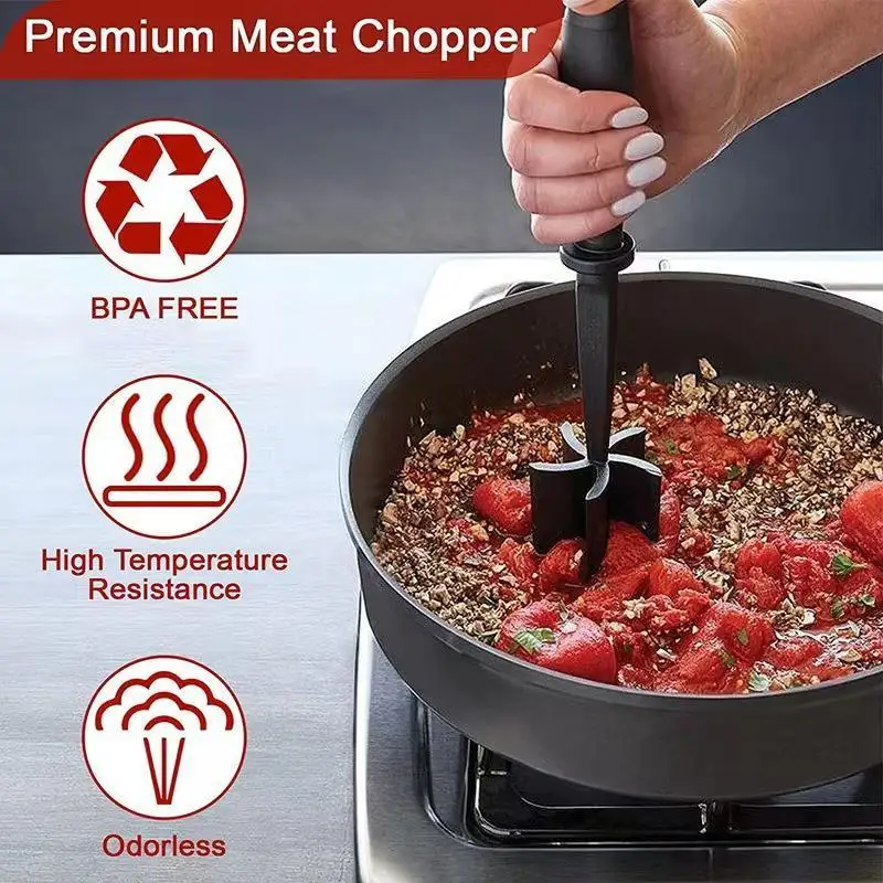 New 1pcs Handheld Meat Chopper Meat Shredder Heat Resistant Suitable For Hamburger Meat Ground Beef Smasher