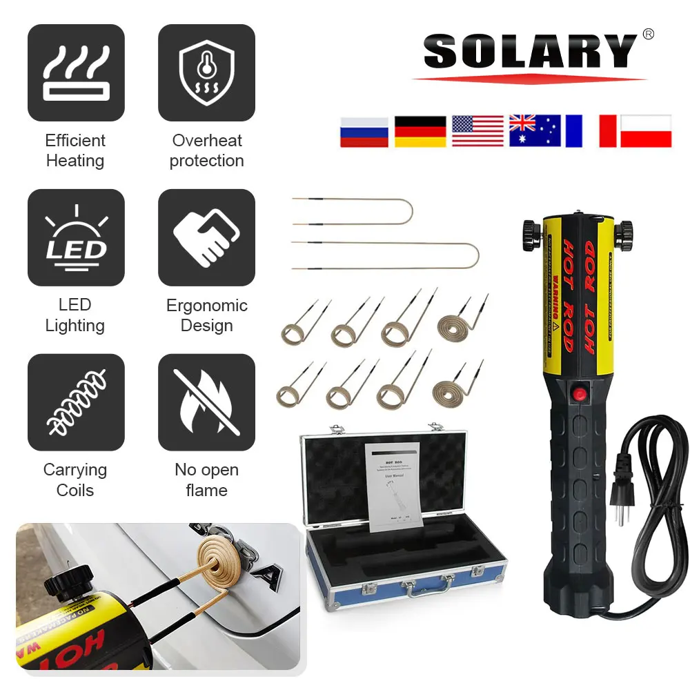 

Solary 1000W 10 Coil Heat Induction Tool Automotive Car Bolt Remover Repair Machine Tool Kit 110V/220V