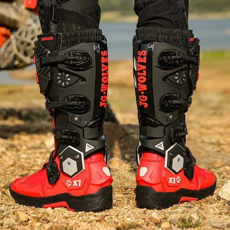 JG WOLVES Off Road Motorcycle Riding Shoes Rally Boots Activity Dual Men's Anti Fall Ultra Fiber Wear-resistant Off-road Boots
