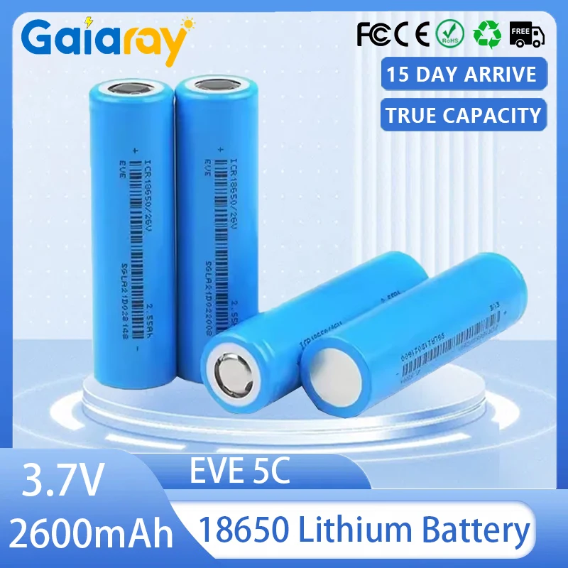 EVE 18650 Akku 3,7 V 2600 mAh 5C Power Batterie für Taschenlampen Mikrofon Fernbedienung Marke Original Batterien