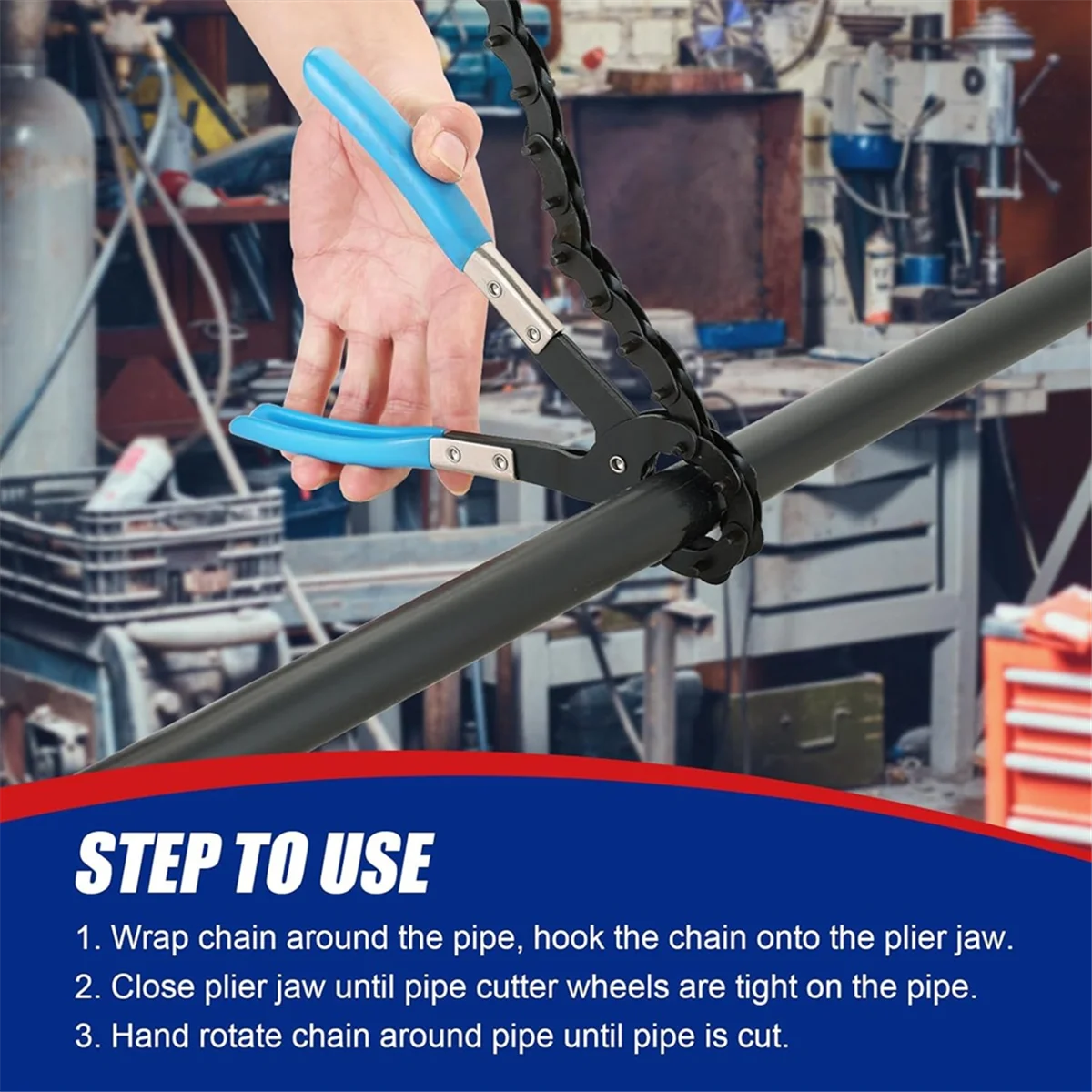 

AA98 Универсальный инструмент для резки выхлопных труб диаметром от 3/4 до 3-1/4 дюйма Резак для цепного глушителя труб — идеально подходит для использования в автомобиле включения и выключения