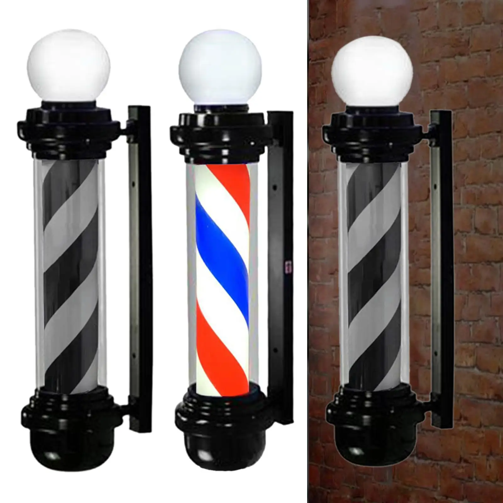 Barber Pole Light Sturdy Salon Rotating Light for Indoor Barbershop Outside