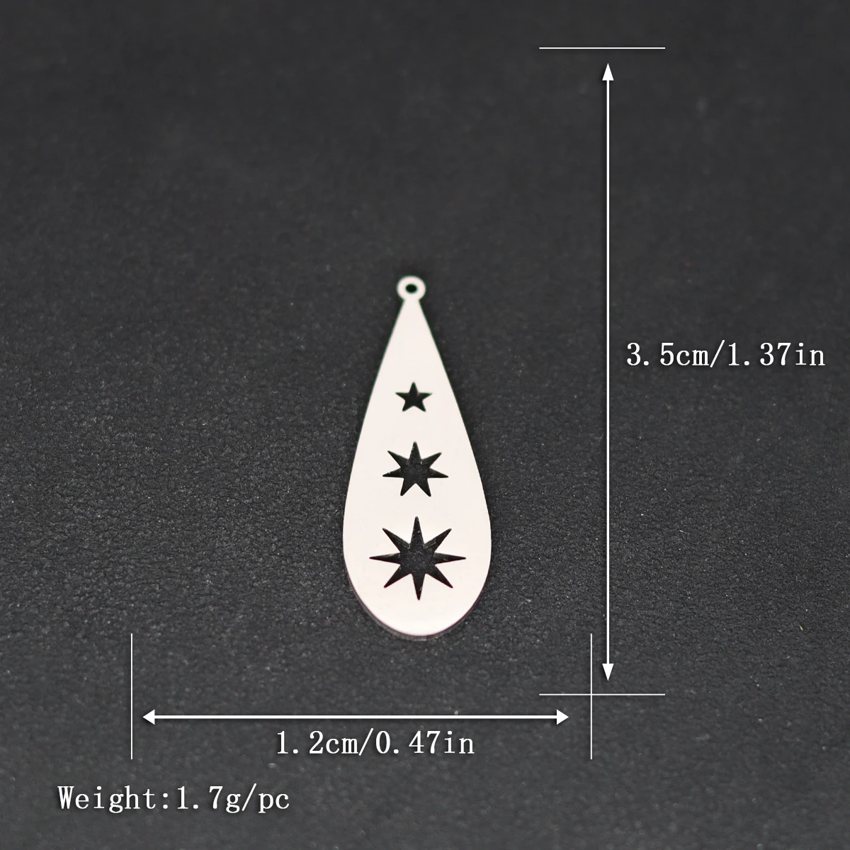 3pcs Stainless Steel Water Drop Eight Pointed Star Pendant For DIY Necklace Bracelets Earrings Jewelry Making Charm Accessories