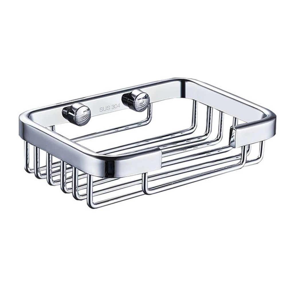 

Stainless Steel Soap Dish Holder Wall Mounted Silver Rack for Bathroom Kitchen Drainage Non Slip Material Gift Idea