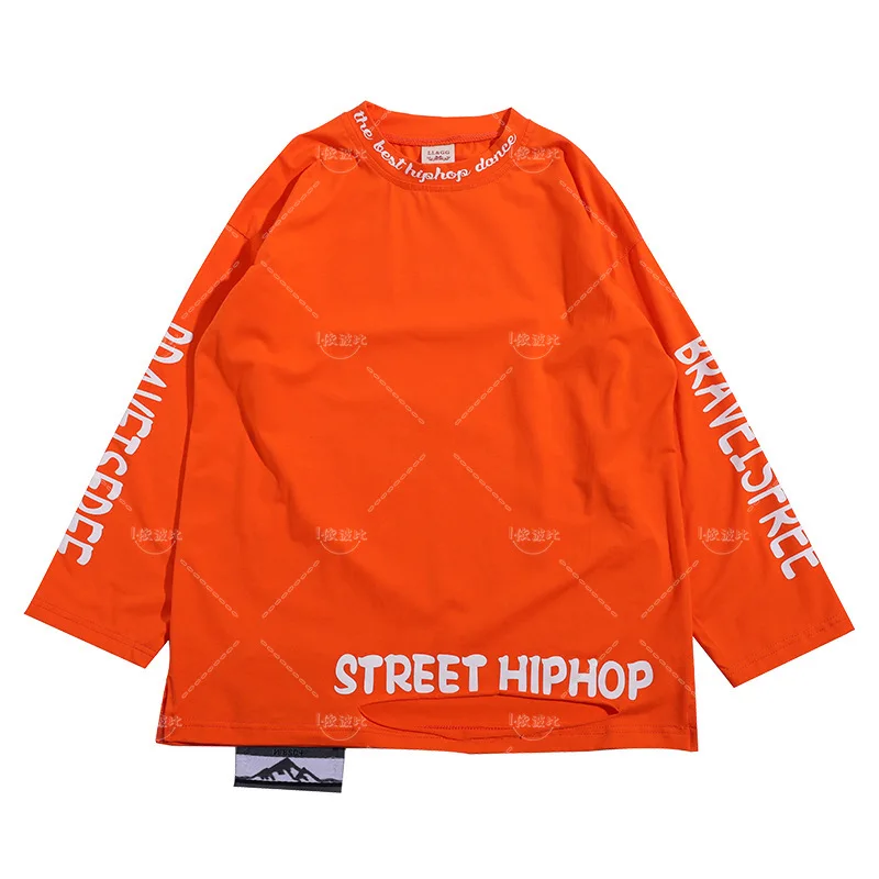 Vêtements de danse de rue Hip Hop pour enfants, sweat-shirt blanc glaOrange, pantalon pour fille et garçon, tenue de performance de jazz de tambour, costume de scène