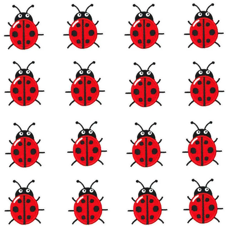 16pieces/batch Little Red Ladybug Patch Clothes Cute Insect Embroidery Badge DIY Sewing Craft Supplies