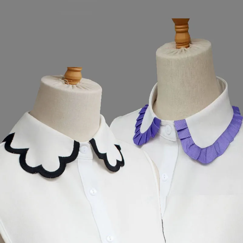 

Fashion White Fake Collar Shirt for Women Ruffle False Collar Lapel Blouse Top Female Detachable Collar Lapel Button