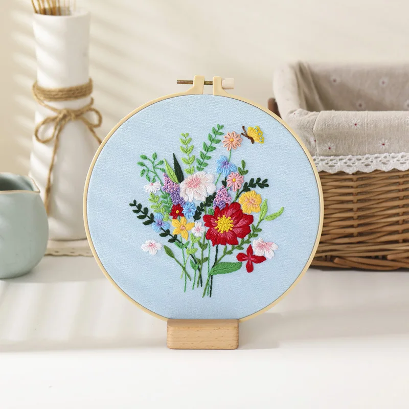 Clean Sale!! DIY Embroidery Kit Cross Stitch Set for Beginner Flower Pattern Printed Sewing Art Craft Painting Home Decor Gift