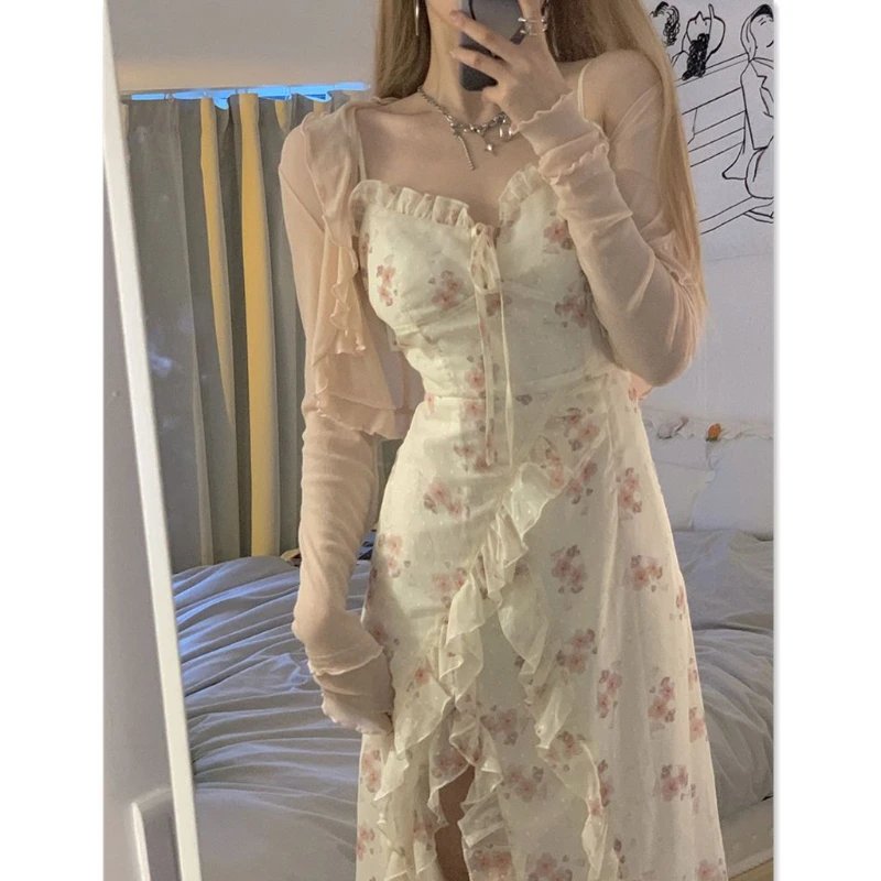 

Women Long Short Sleeve Dress Female Summer New Design Knitted Cardigan Suit Ladies Pleated Office Two Piece Outfits G178