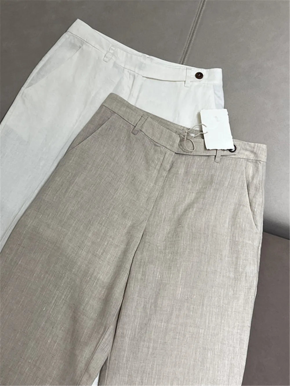 Straight High Waist Linen Tapered Pants Casual Trousers Spring and Summer High Quality 2024