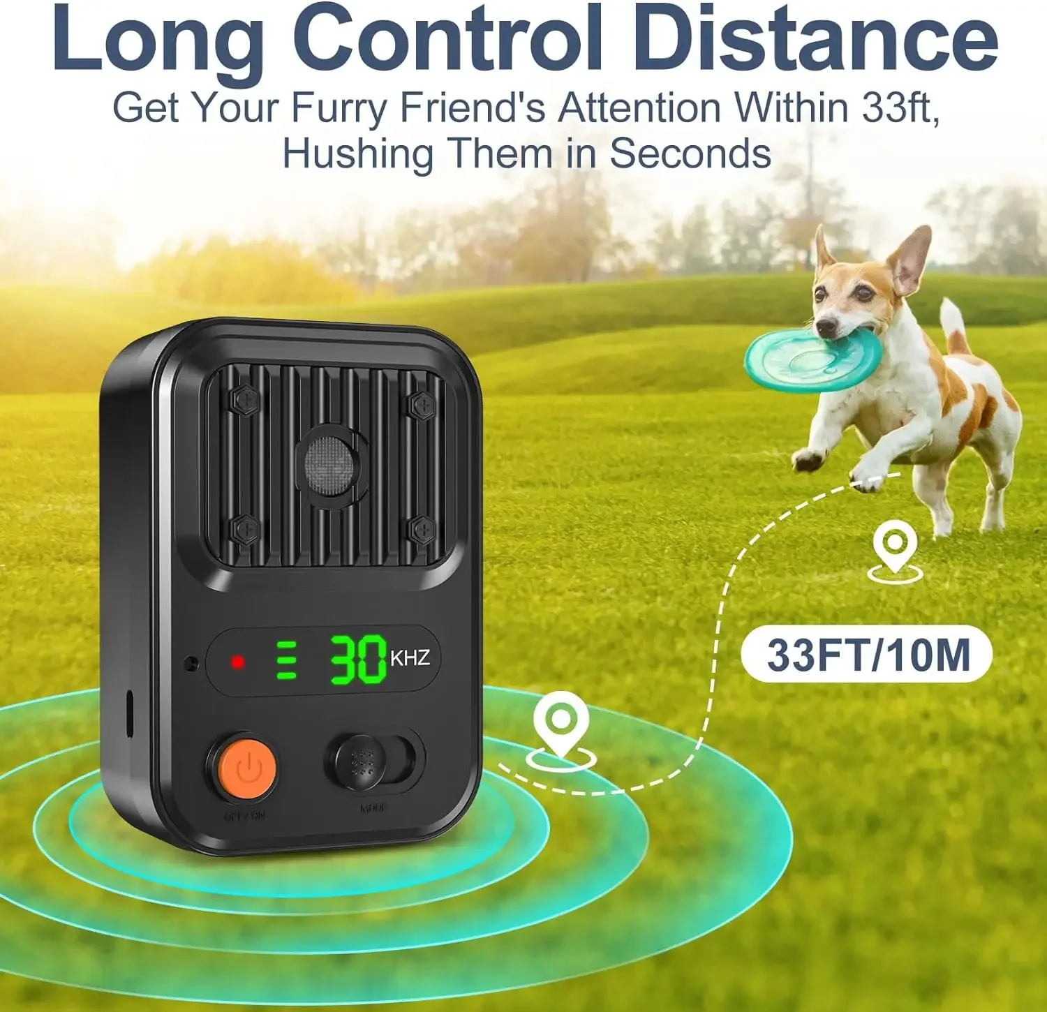 

New Dog Silencer Sonic Barking Deterrent with 3 Levels, Rechargeable Bark Box Ultrasonic Driving Device Safe for Dog & People