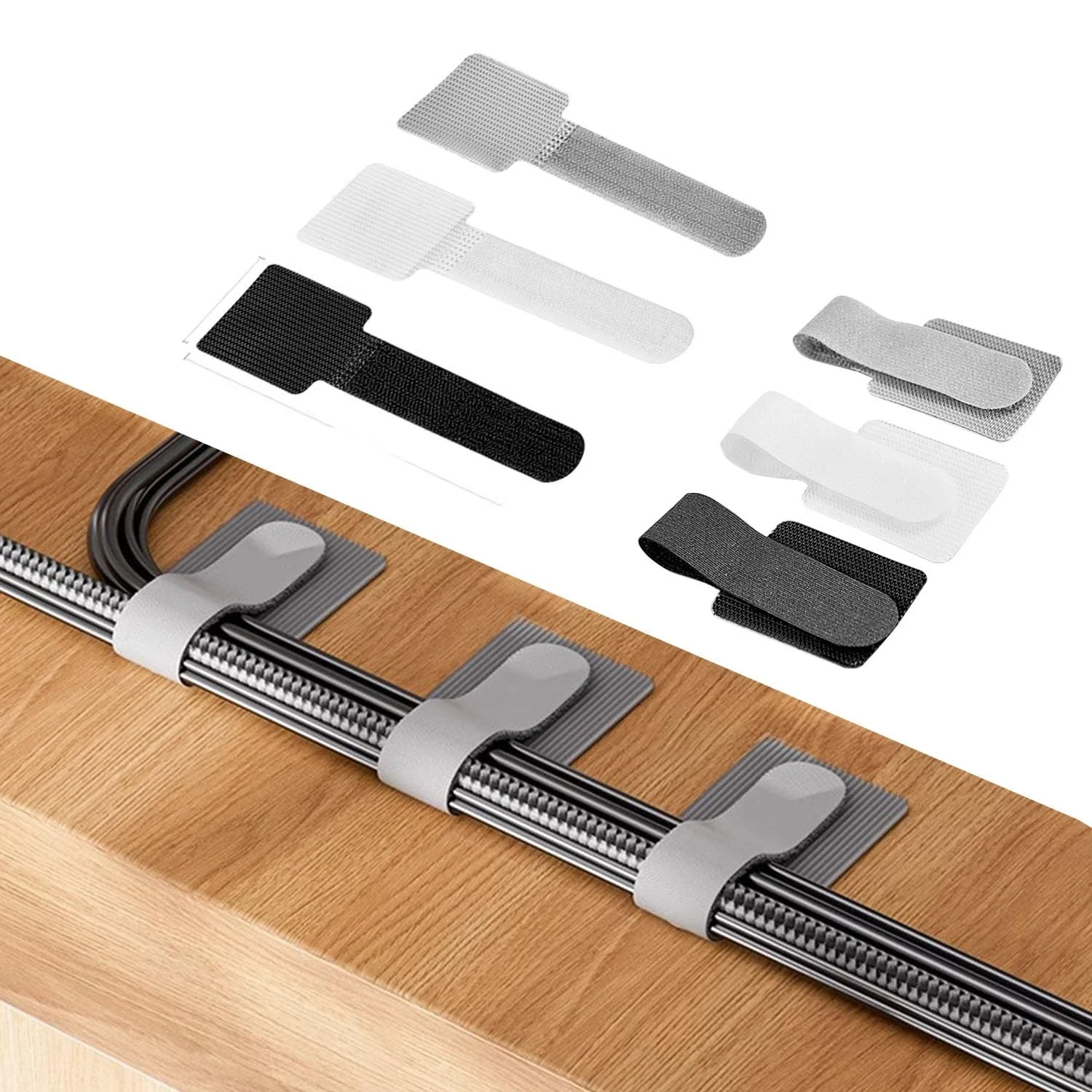 New Reusable Cable Ties Velcro Ties Self-Adhesive Power Cord Cable Holder Adjustable Cord Storage Desktop Organiser Manager