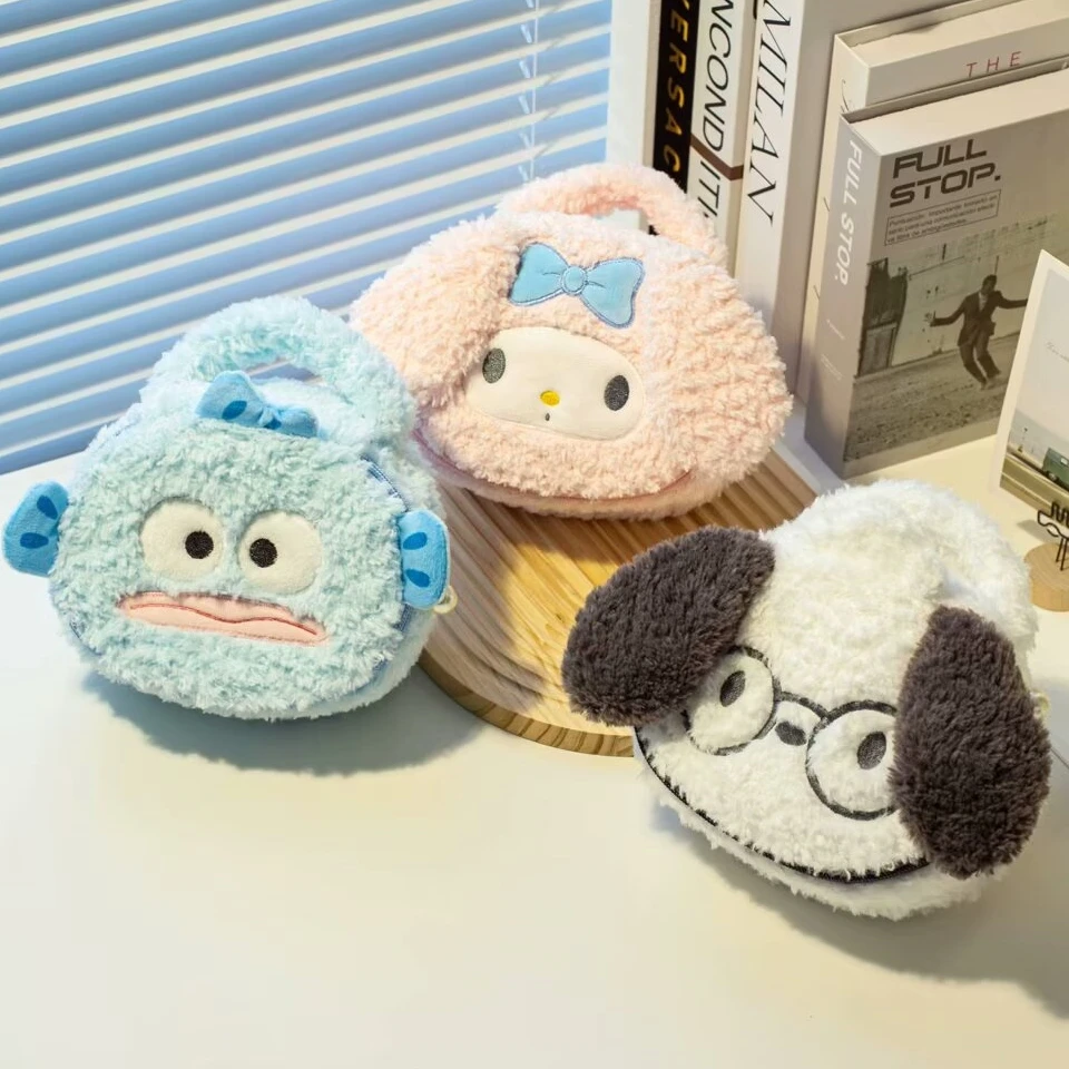 حقيبة مستحضرات التجميل الكرتونية Kuromi My Melody Cinnamoroll على الطراز الياباني حقيبة قطيفة حقيبة يد جميلة حقيبة مستحضرات تجميل حقيبة تخزين للسفر فتاة