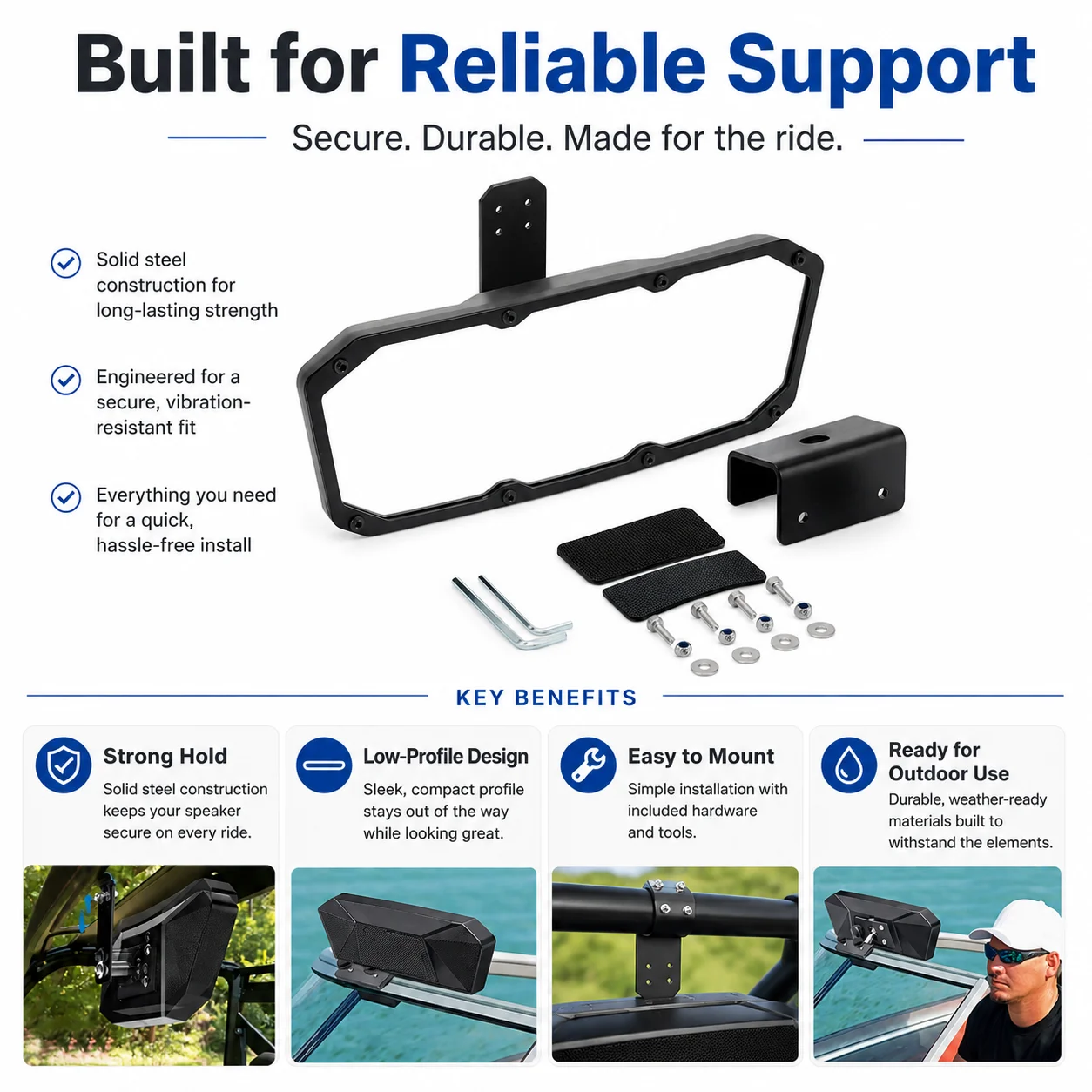 Universal Boat Rear View Mirror Wide Angle Adjustable Waterproof Rearview Mirror for Jet Ski Yacht PWC UTV Marine Safety Gear