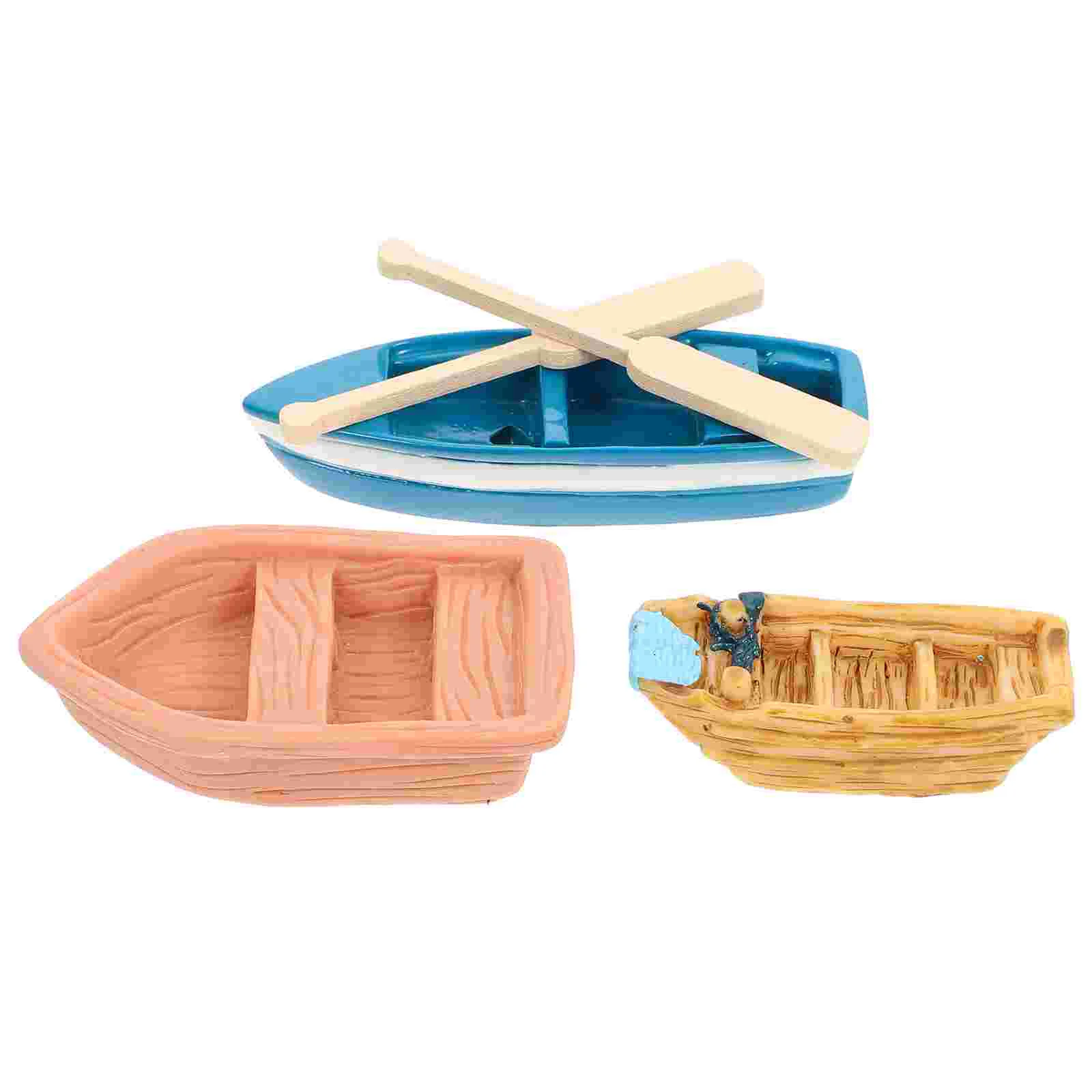 

Resin Wooden Mini Boat Decorations Creative Models for Crafts Tabletop naments Toy Ships Statues Sculptures